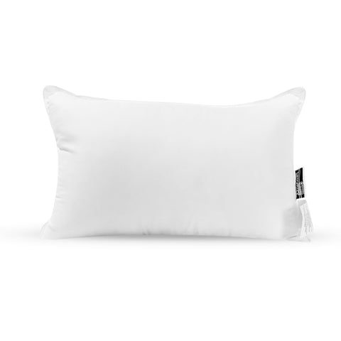A Pillowtex pillow insert with a tassel, made of polyester for hypoallergenic comfort.