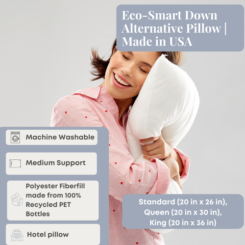 This Eco-Smart Down Alternative Pillow, made by Hollander in the USA using recycled materials, is eco-friendly.