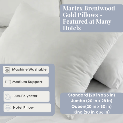 Martex Brentwood Gold Pillows feature polyester fiber fill for added comfort and support.