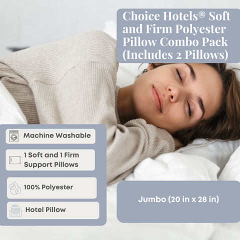 A woman sleeping in bed with the Keeco Choice Hotels® Soft and Firm Polyester Pillow Combo Pack (Includes 2 Pillows) duvet cover.