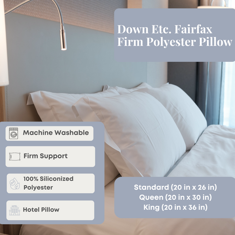 Down Etc. Fairfax Firm Polyester Pillow perfect for side sleepers.
