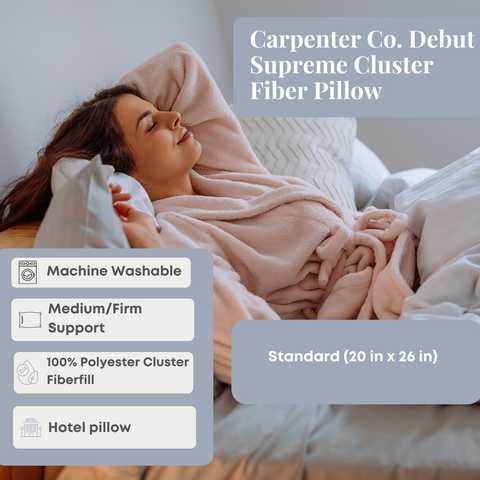 Carpenter Co. Debut Supreme Cluster Fiber Pillow, hypoallergenic and comfortable for chesterfield carpenter.