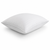 The Pillow Factory Comforel Pillow, featured at Sheraton Hotels, is a white, square pillow with subtle horizontal stripes and a smooth hypoallergenic cover. It looks soft, well-stuffed, and fluffed on a plain white background.