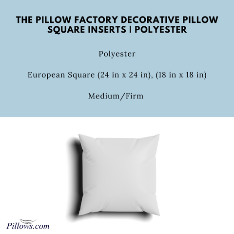 The Euro Square Pillow from Pillow Factory features a decorative square inner filled with The Pillow Factory Pillow Insert | Polyester.