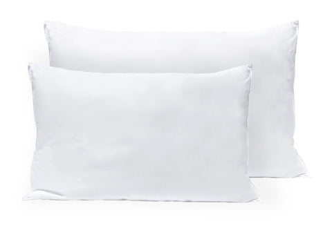 Two white Pillowtex Triple Core White Duck Down & Feather pillows on a white background.