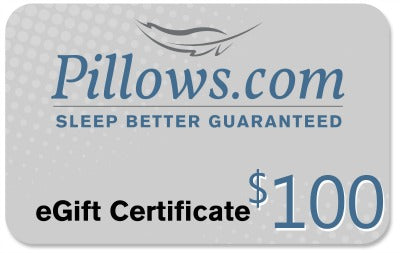 pillowsdotcom offers an electronic $100 Gift Certificate code for better sleep guaranteed.