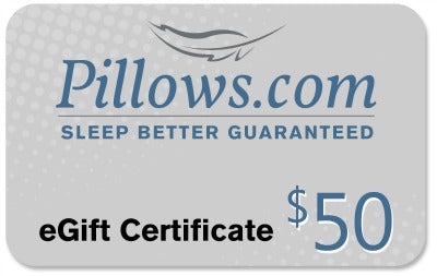 Get a $50 gift certificate from pillowsdotcom and sleep better guaranteed.