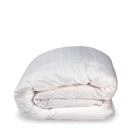 A white Spring Air Down Alternative Comforter Luxury Loft made of 100% cotton on a white background, offering all-season warmth.