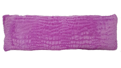 A purple Pillowtex Plush Body Pillow with Cover in colorful faux fur on a white background.
