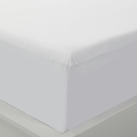 A Protect-A-Bed Basic Waterproof Mattress Protector on top of a bed.
