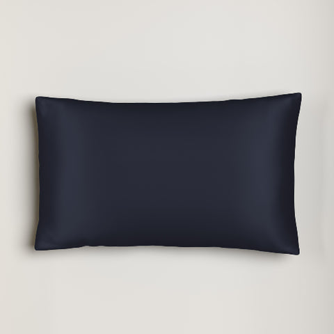A PureCare Pure Silk Pillowcase in dark navy on a white background, perfect for skin and hair care.