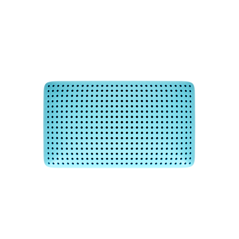 A Blu Sleep Ice Gel Memory Foam Pillow for pressure relief on a black background.