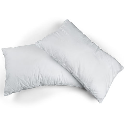 Two Comforel pillows by JS Fiber on a white background.