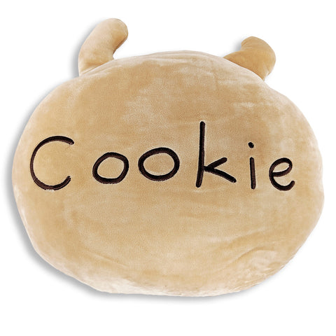 This Squishy Dog Face Pillow with Floppy Ears by Diogi The Dog is a perfect children's gift, featuring the word "cookie" embroidered on it.