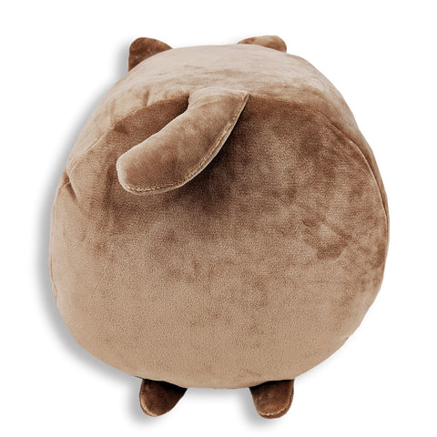 A brown Cute Dog Snuggle Pillow in the shape of a dog on a white background, perfect for children's gifts.