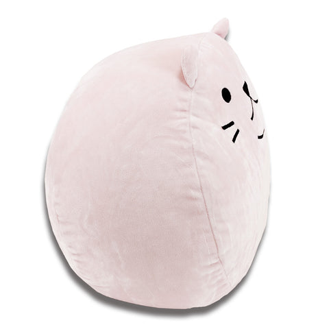 A Squishy Polyester Cat Pillow with Tail & Ears | Purr-cilla The Cat bean bag, perfect for children's gifts, set against a white background.