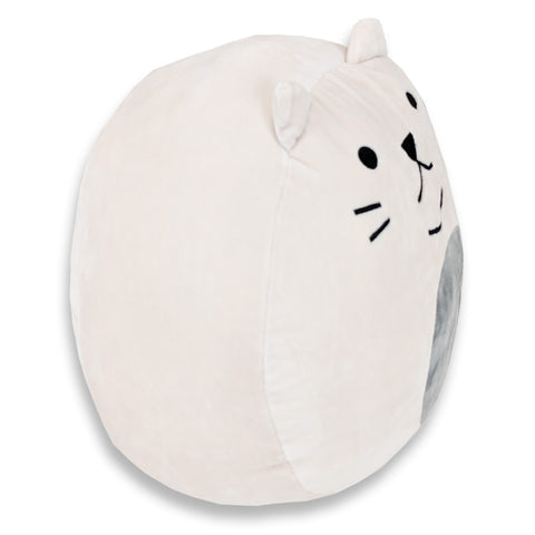 This Squishy Polyester Cat Pillow with Tail & Ears, known as Purr-cilla The Cat, is a perfect children's gift for any cat lover. With quality construction from Pillowtex, it will be a cozy addition to any room decor.