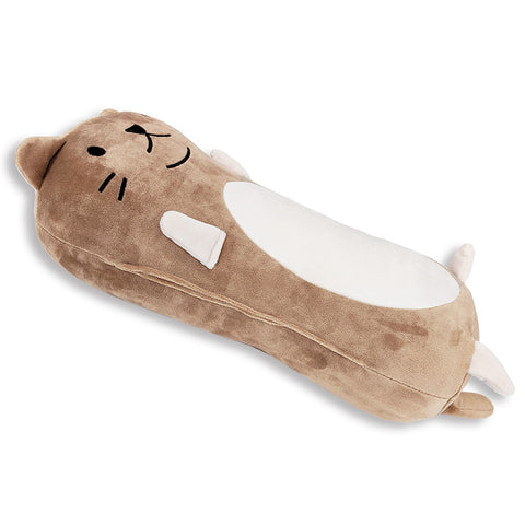 A Memory Foam Cat Pillow lying down on a white surface is a quality children's gift.