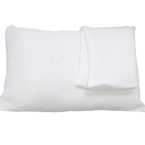 A Pillowtex Bamboo Pillow Cover with a zippered closure on a white background.