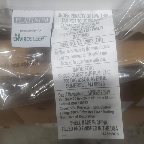 This package contains a mattress made with Envirosleep Platinum Garneted Polyester Fiber Fill Pillow from Manchester Mills.