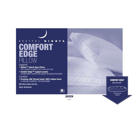 The Restful Nights Restful Nights Comfort Edge Pillow | Gusseted Medium Support is displayed on a white background.
