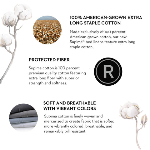 An overview of the various types of cotton, including Malouf Supima Premium Cotton Sheets and thread count.