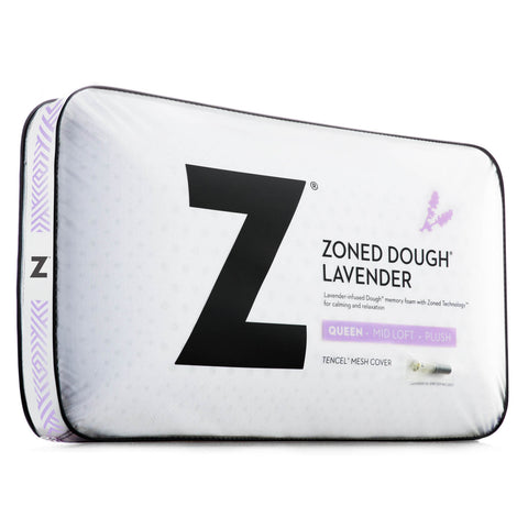 Malouf Zoned Dough Lavender Pillow infused with lavender oil for aromatherapy benefits.