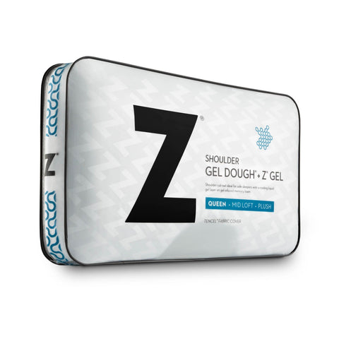 Experience cool and comfortable sleep with the Malouf Shoulder Gel Dough + Z Gel Pillow, featuring a Tencel cover and innovative cooling gel - perfect for side sleepers.