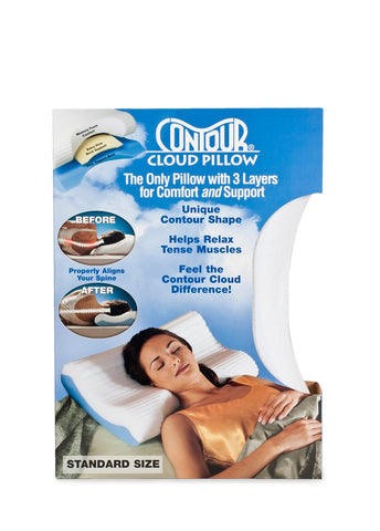 A woman is peacefully sleeping on a Contour Living Contour Cloud Pillow.