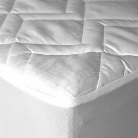 A close up of a Down Etc. Lily Pad Mattress Pad with a quilted cover.