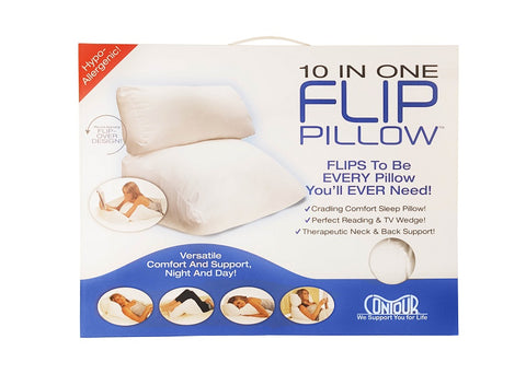 Versatile Contour Living Flip Pillow that can be used for various sleeping positions.