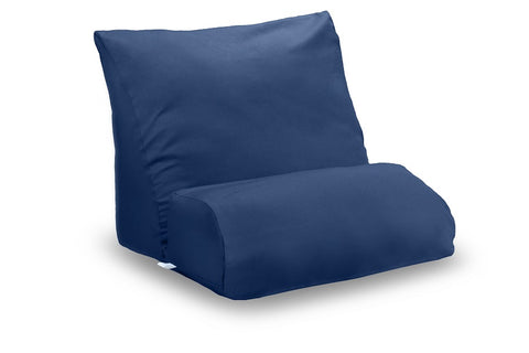 A blue Flip Pillow Cover by Contour Living on a white background.