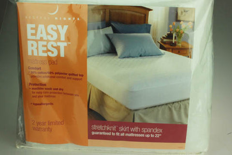 Stay cool and comfortable all night long with this Restful Nights Easy Rest mattress pad. Designed to provide a barrier against spills, allergens, and dust mites, this mattress pad is perfect for ensuring restful nights.