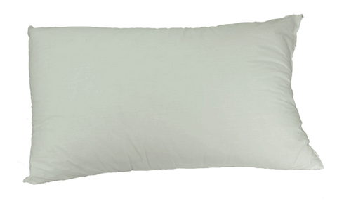A light green, rectangular Restful Nights® Royal Loft® Polyester Pillow isolated on a white background, showcasing a smooth fabric texture with slightly crinkled edges and a subtle sheen on its surface.