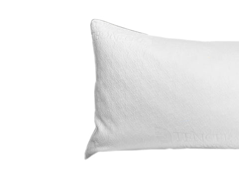 A Pillowtex Body Pillow Cover with cooling benefits on a white background.