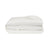 A neatly folded Final Sale: Organic Hemp Bed Sheet Collection by Delilah Home is displayed on a plain white background. The off-white, soft, and plush organic hemp fabric appears smooth, clean, and compactly arranged.