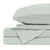 The Delilah Home Final Sale: Organic Hemp Bed Sheet Collection features a neatly folded light gray set—two stacked flat sheets, a fitted sheet, and a pillowcase—crafted from luxury hemp for smooth comfort and menopause night sweat relief.