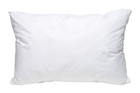 A DOWNLITE White Goose Feather Pillow, featuring a clean and smooth cover, isolated on a pure white background, suggesting comfort and simplicity.