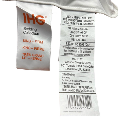 IHG bedding collection featuring a king-size Holiday Inn® Polyester Pillow by Hollander.