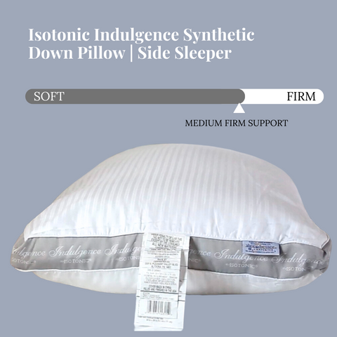 A pillow with the words Indulgence by Isotonic Synthetic Down Pillow - Side Sleeper by Carpenter.