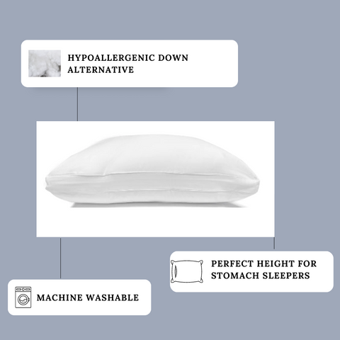 A plush, hypoallergenic down alternative pillow with a machine-washable feature, designed to provide the perfect height and support for stomach sleepers. This gusseted Wamsutta Dream Zone Synthetic Down Pillow offers.