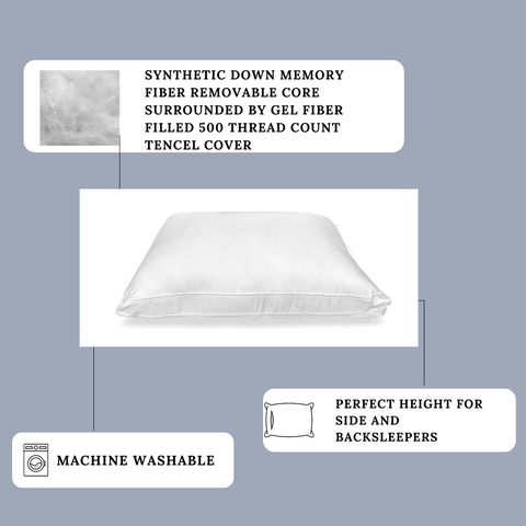 Down pillow with sales memory foam core