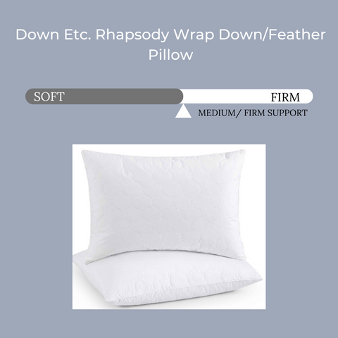 Indulge in the ultimate comfort with a Down Etc. Rhapsody Wrap Down/Feather Pillow, offering a luxurious filling for a restful night's sleep. Upgrade your bedding with this premium pillow protector.