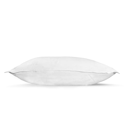 A plain white Pillowtex® Premium Polyester Pillow | Extra Firm with a smooth surface and visible seam lines, isolated against a pure white background, emphasizing its fluffy shape.