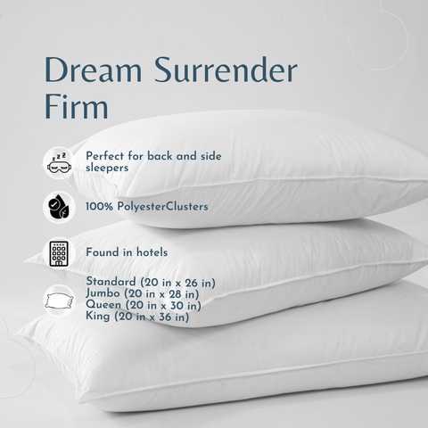 A stack of Manchester Mills Envirosleep Dream Surrender Firm Pillows
