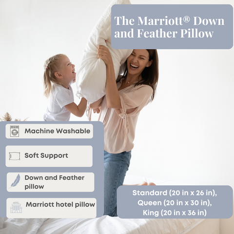 Indulge in the luxurious comfort of the Pacific Coast Feather Company Marriott® Down and Feather Pillow, complete with a pillow protector for added durability.
