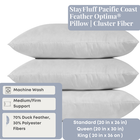 StayFluff Pacific Coast Feather Optima® Pillow | Cluster Fiber