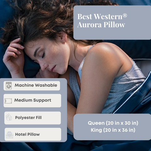 Keeco Best Western® Aurora Pillow filled with hypoallergenic polyester fiberfill.