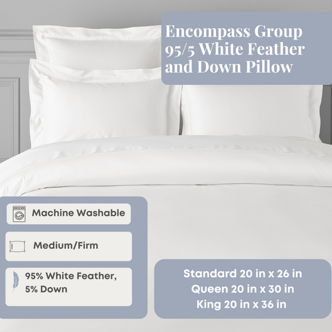 Experience luxurious comfort with the Encompass Group 95/5 White Feather and Down Pillow.