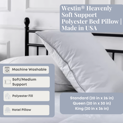 Experience heavenly comfort with the Westin® Heavenly Soft Support Polyester Bed Pillow made in USA by Hollander.